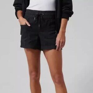 ATHLETA Cabo Linen Shorts 4”Women Sz 6 Pockets Drawstring Elastic Black